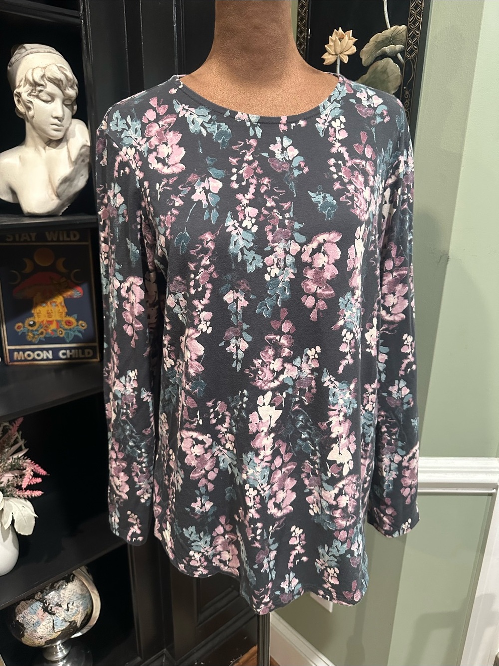 Pure Jill Pima Cotton Boho Floral Long Sleeve Tee – Size Small P